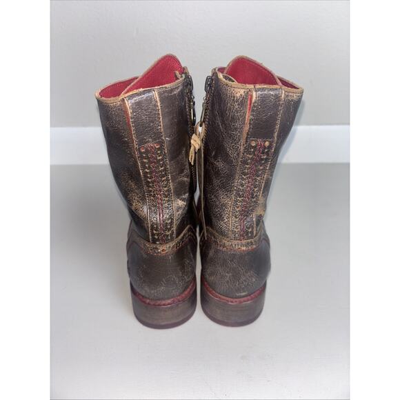 Bed Stu Catty Mid Calf Distressed Brogue Detail Leather Boots Womens 8 - Picture 4 of 6